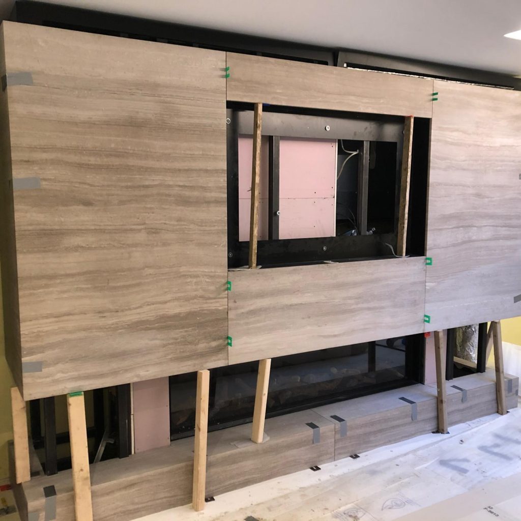 Custom Marble Fireplace & TV