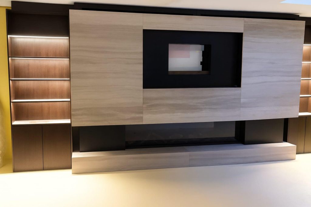 Custom Marble Fireplace & TV
